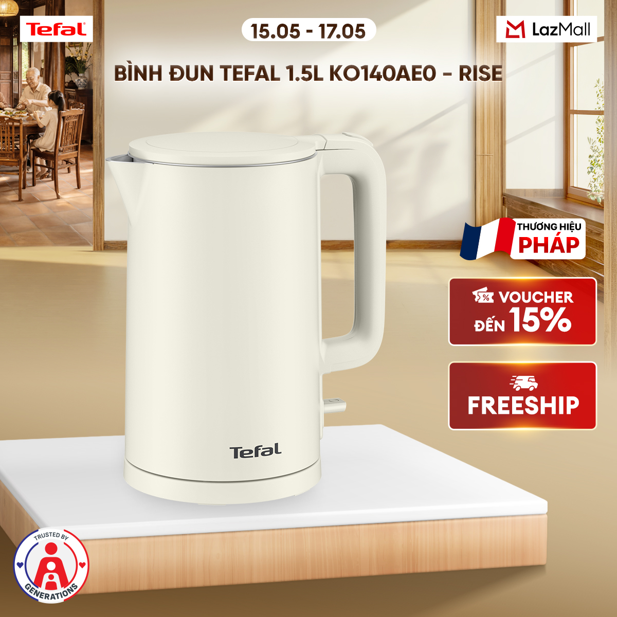 Bình đun Tefal 1.5L KO140AE0 - Rise