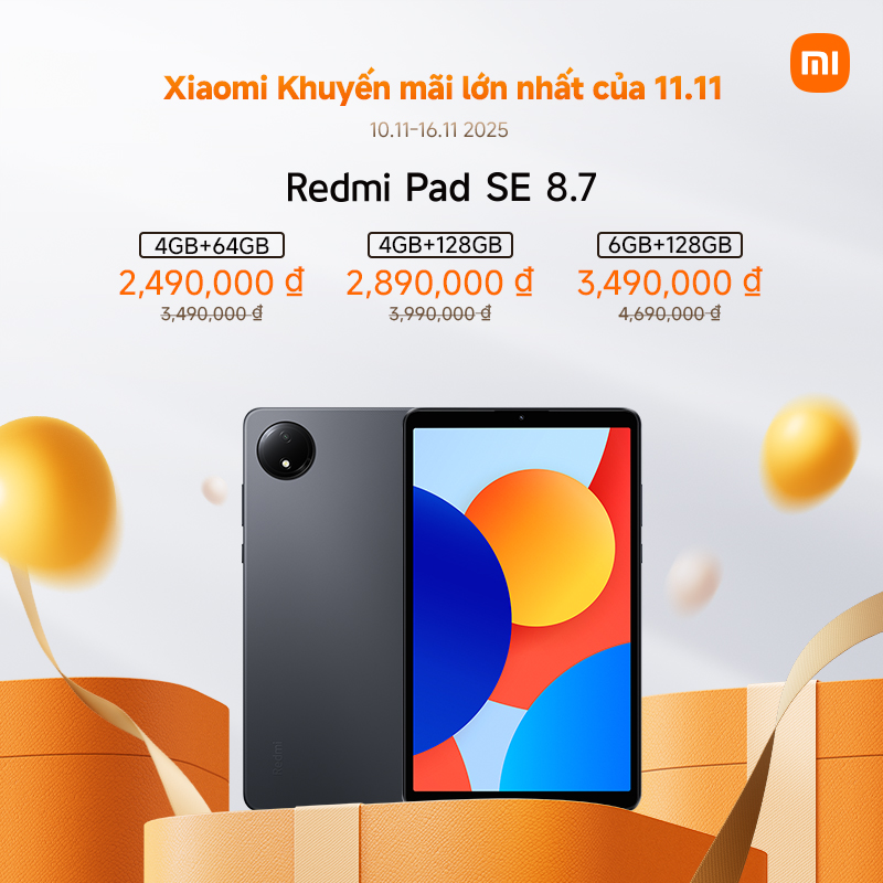 Máy tính bảng REDMI Pad SE 8.7 Wifi (4+64G | 4+128GB | 6+128G ) | LCD 90Hz | MediaTek Helio G85 8 |