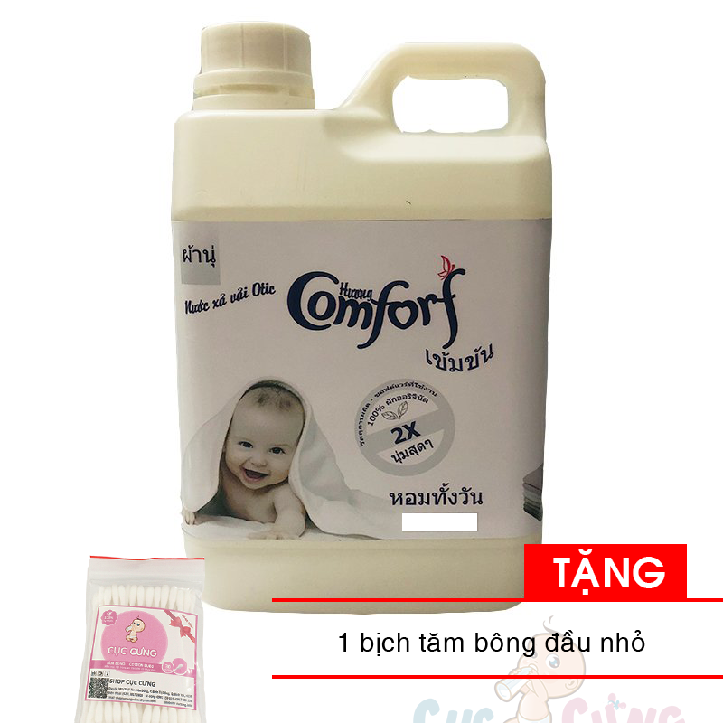 Nước xả vải Comfort Thái Lan dịu nhẹ cho da nhạy cảm em bé 5 lít Tặng 1 bịch tăm bông đầu nhỏ