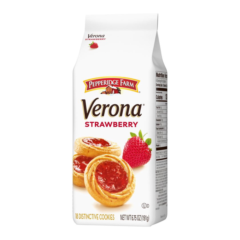 Bánh Dâu, Verona, Strawberry Cookies, 18 Cái, 6.75 oz 191g