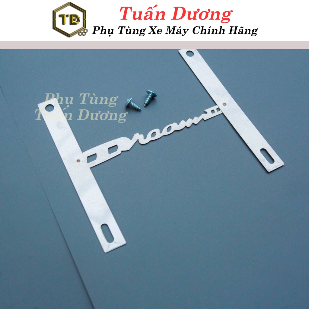 Chữ inox xe dream gắn cao su tay xách - bọc tay xách chữ dream inox cao cấp lắp dream thái, dream việt