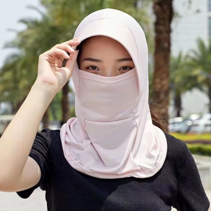 Mũ mùa hè, chống nắng, bụi mịn, tia UV, cực tím có VÀNH rộng trùm kín cổ che kín mặt thay khẩu trang vải thun lạnh thoáng mát - 2