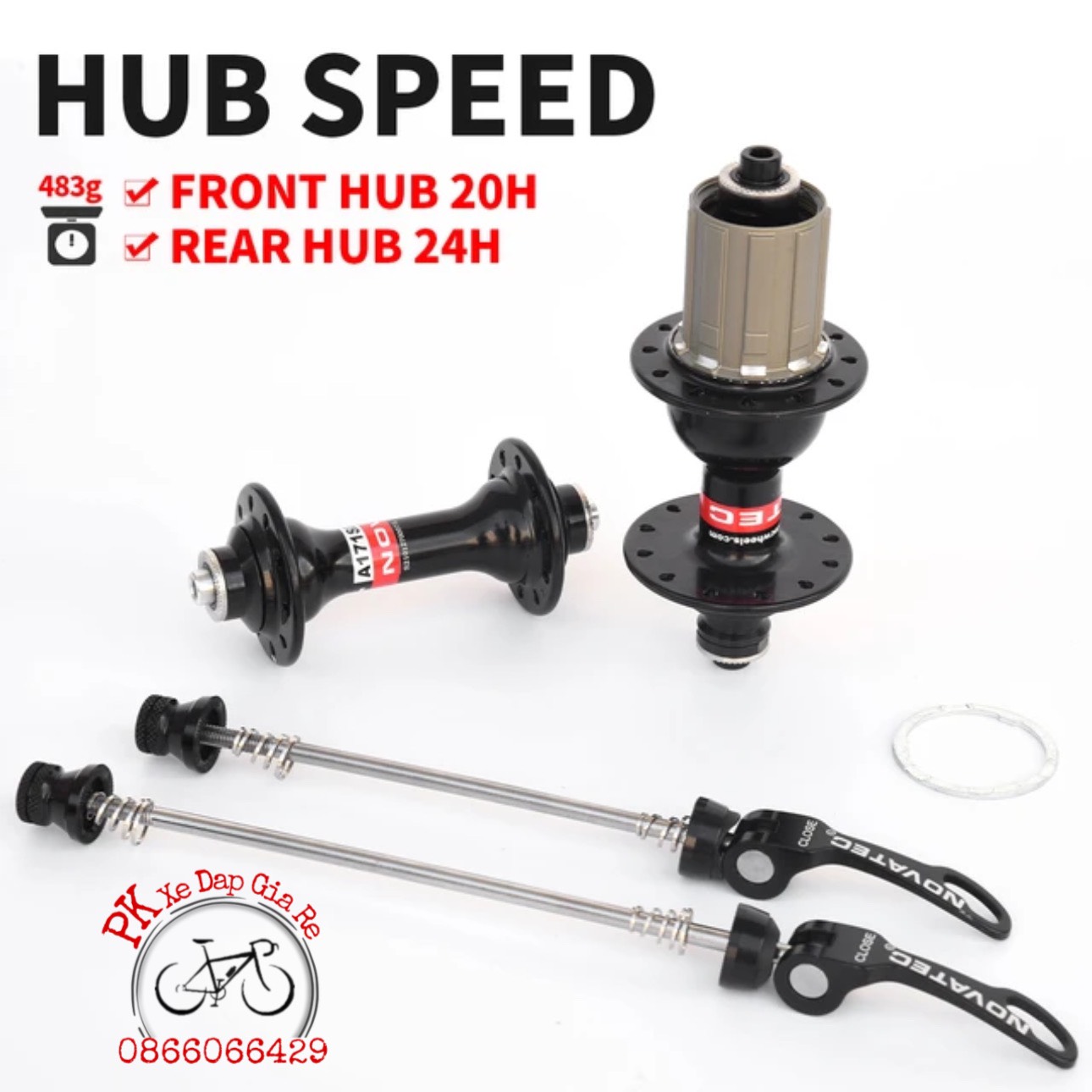 Hub novatec a171sb/f172sb 20/24 lỗ - cối hg 11 speed, đùm novatec 20/24 lỗ cối nổ lớn