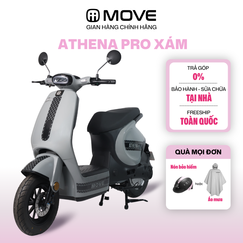 [CHỈ GIAO NAM TRUNG BỘ VÀ NAM BỘ] Xe Máy Điện MOVE ATHENA PRO Chính Hãng - Trả góp 0% - Bảo Hành Tại Nhà -  Xám