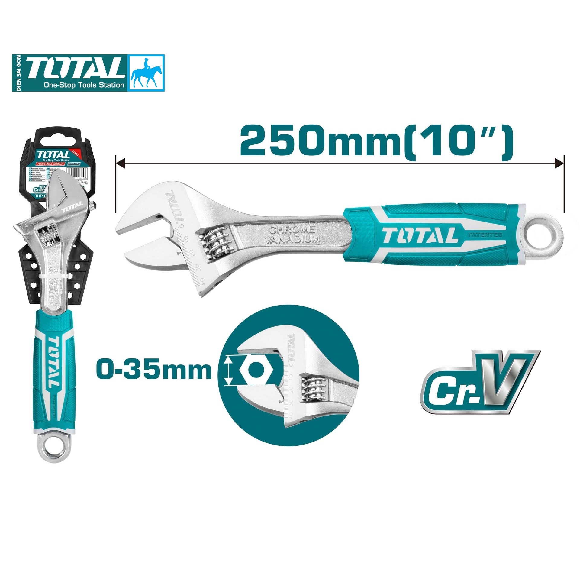 Cờ lê mỏ lết 10inch 250mm độ mở 35mm crv Total tht101106 chất liệu cao cấp bền bỉ chống va đập