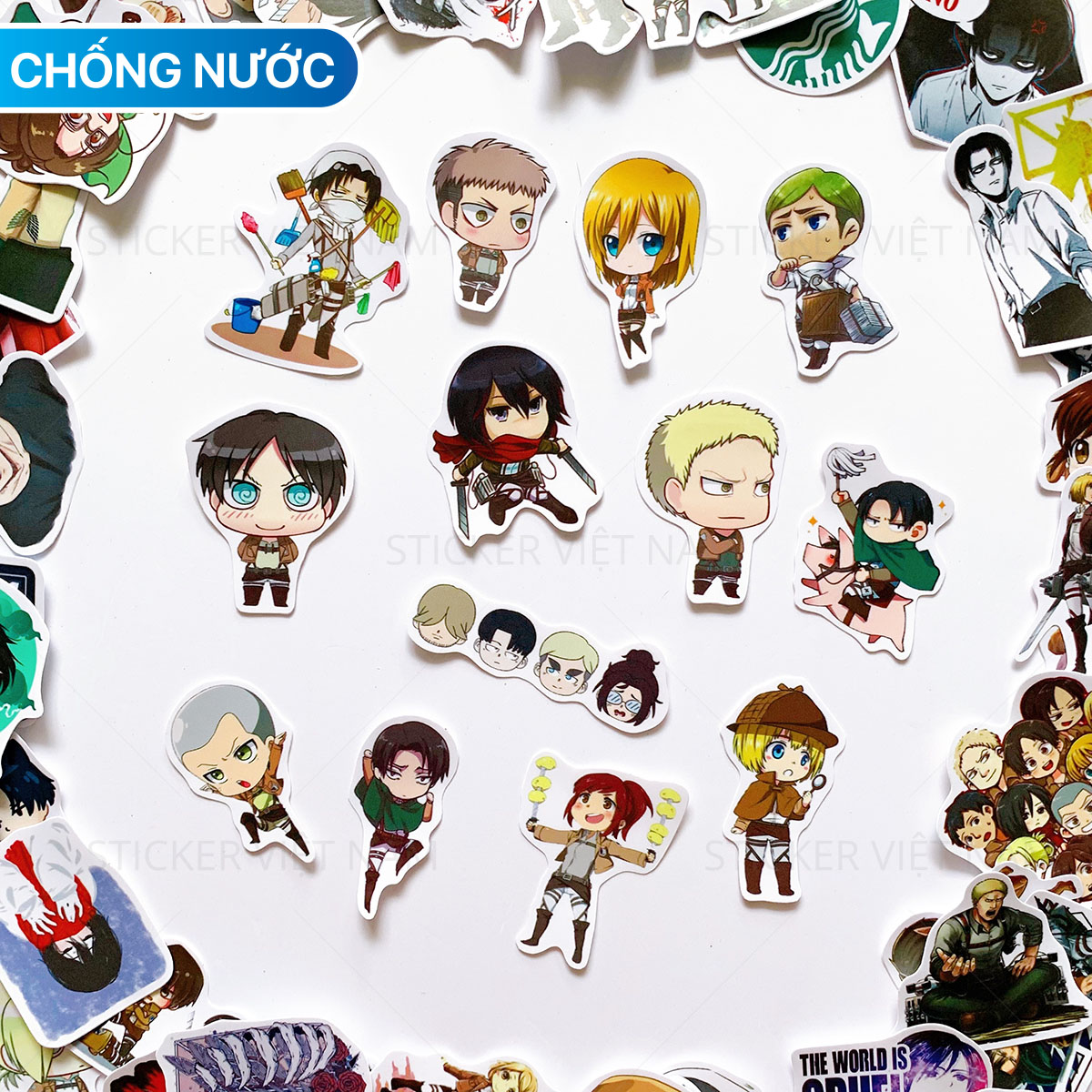ATTACK on TITAN stickers - Hình dán chất liệu PVC chống nước trang trí sổ tay laptop | Sticker Việt Nam