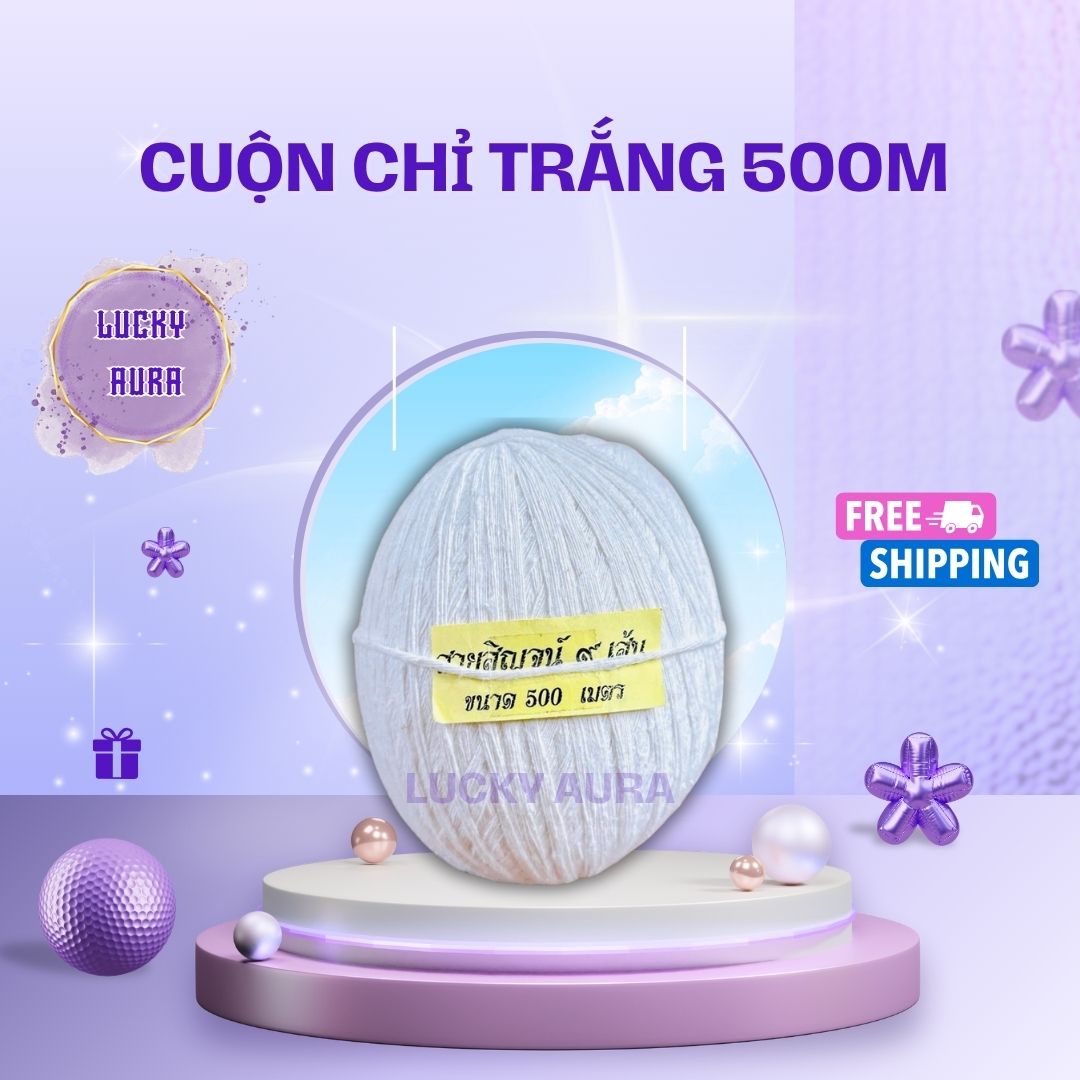 Cuộn Chỉ Màu Trắng Và Cuộn Chỉ Ngũ Sắc Cầu Nguyện Thái Lan