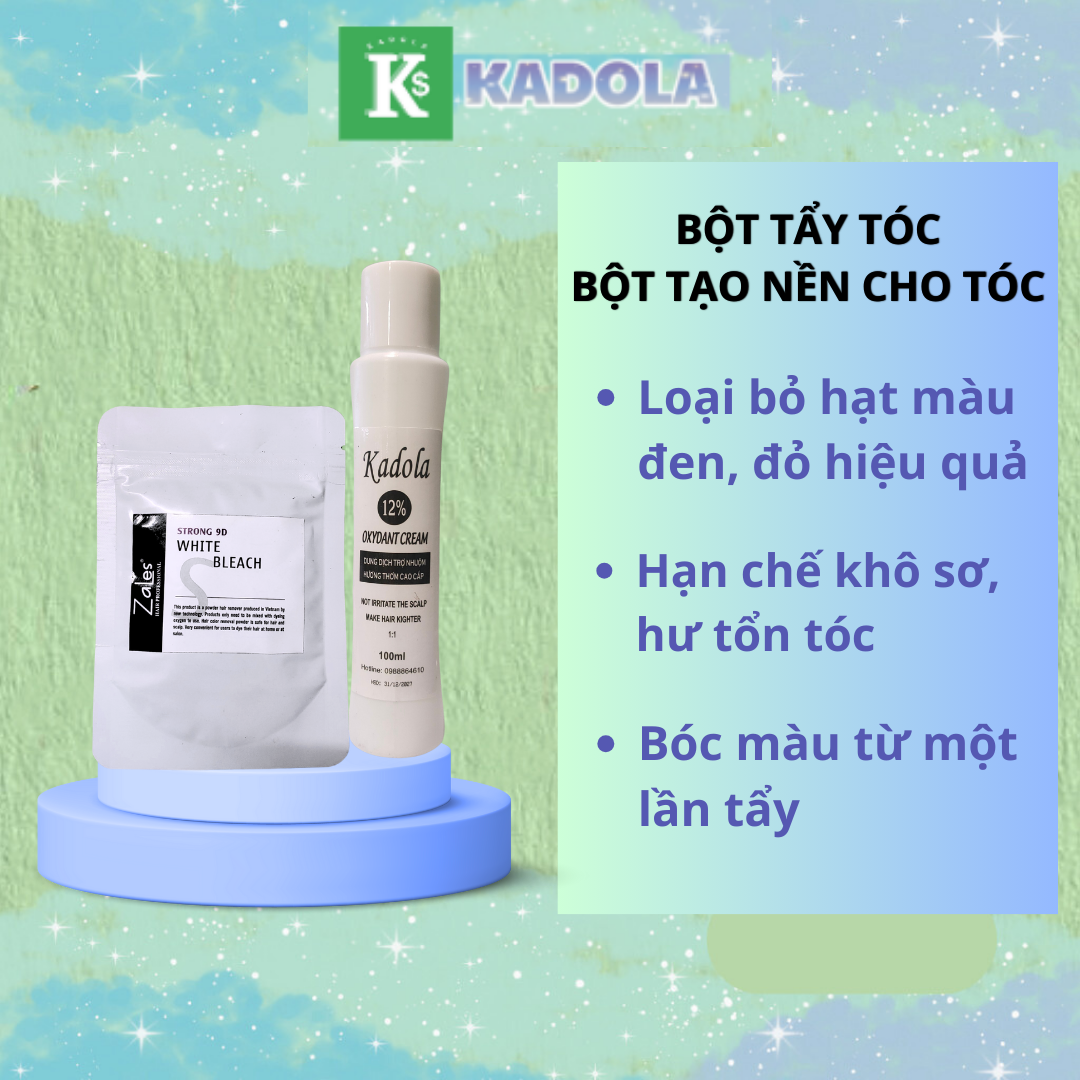 Bột tẩy tóc tạo nền cho tóc nhuộm kèm oxi trợ dưỡng | Thuốc nhuộm tóc KADOLA