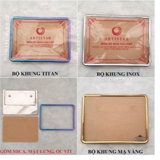 Khung biển số xe máy kèm mica inox titan vàng
