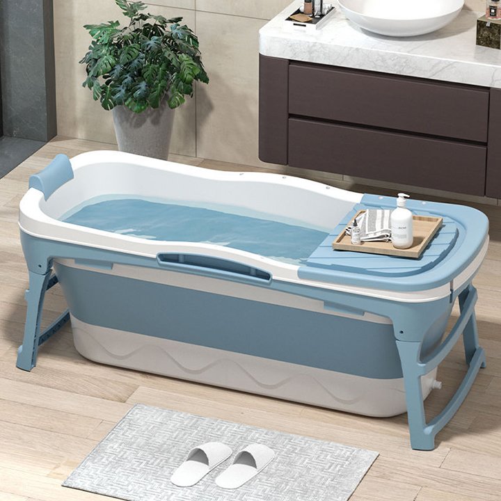 Bồn Tắm Gấp Gọn Cho Người Lớn Và Trẻ Em Có Nắp Đậy - Bồn Tắm Di Động Đa Năng - Hàng Việt Nam