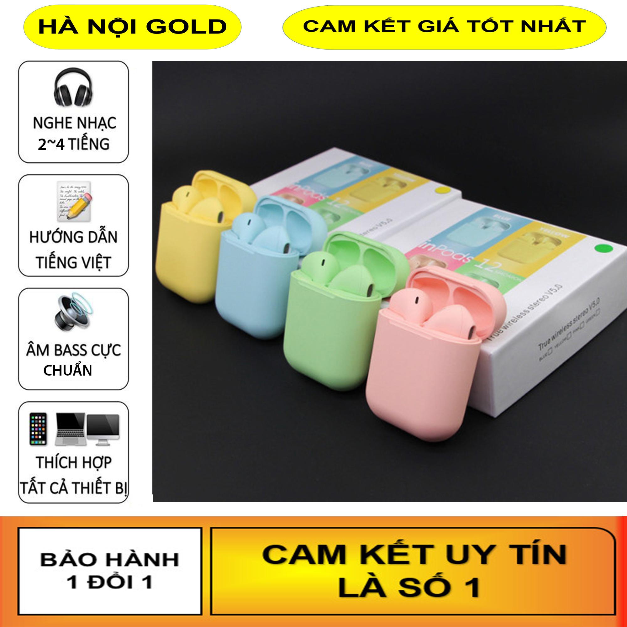 Tai nghe bluetooth Macaron InPods12, Tai nghe bluetooth, Tai nghe bluetooth không dây , Bluetooth V5.0, điều khiển cảm ứng vân tay, chống nước IPX5, âm thanh cực chuẩn, màu sắc tươi trẻ, mẫu mới 2020, thích hợp cho cả Android lẫn IOS