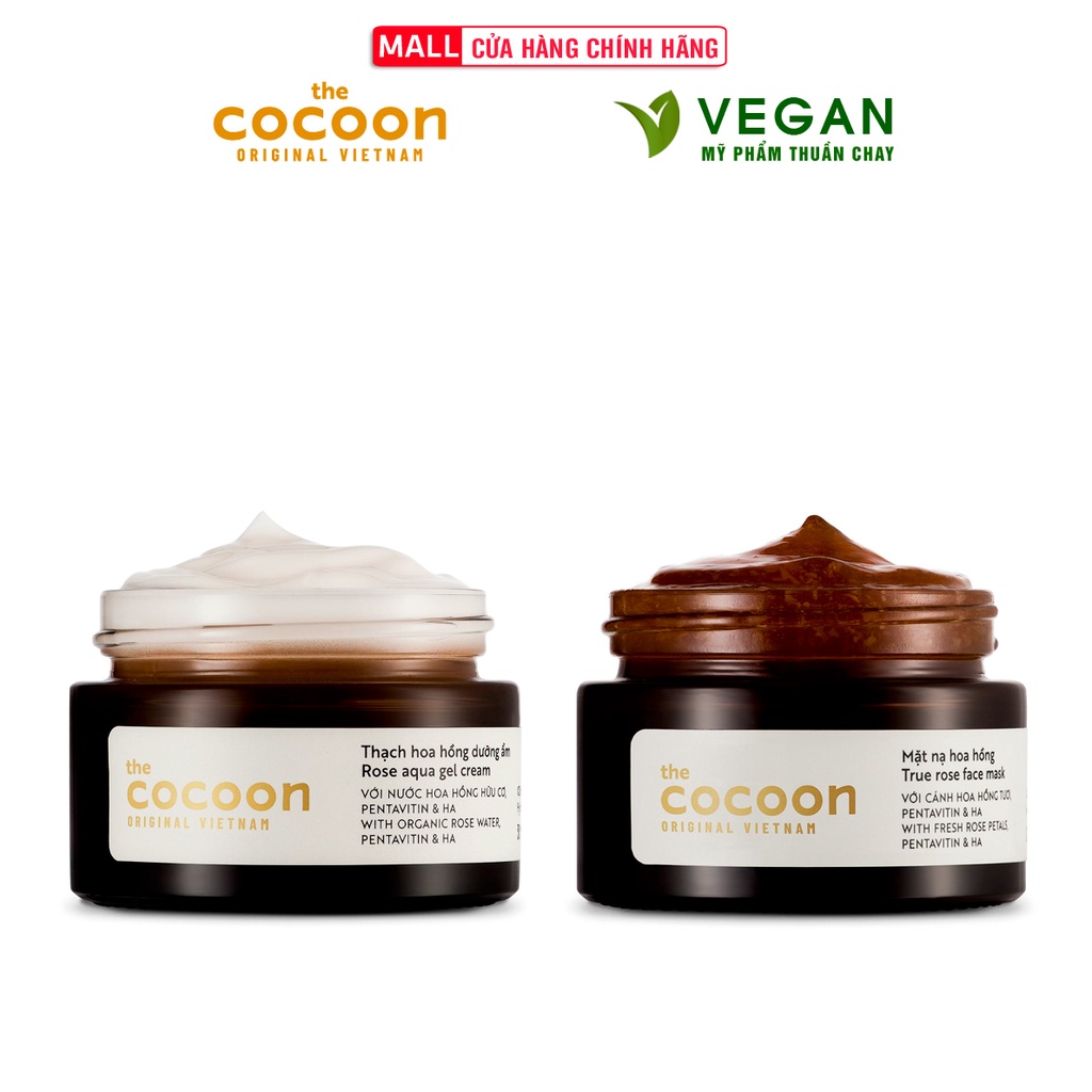 Combo Mặt nạ hoa hồng Cocoon 30ml + Thạch hoa hồng dưỡng ẩm Cocoon 30ml