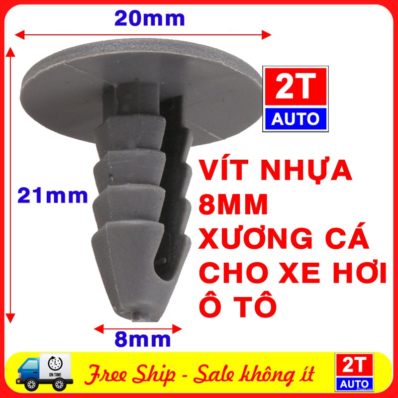 Bộ 10 Vít nhựa 8mm dạng xương cá chuyên dụng cho xe hơi ô tô - vít nhựa ô tô đinh tán xe hơi