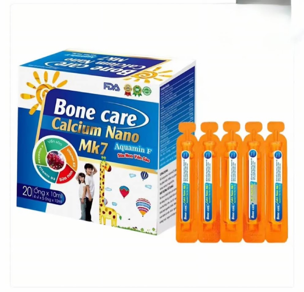 Siro Canxi Tăng Chiều Cao Bone Care Calcium Nano Mk7 Bổ Sung Sữa Non Yến Sào Vitamin D3 Vitamin K2 Giúp Xương Răng Chắc Khoẻ