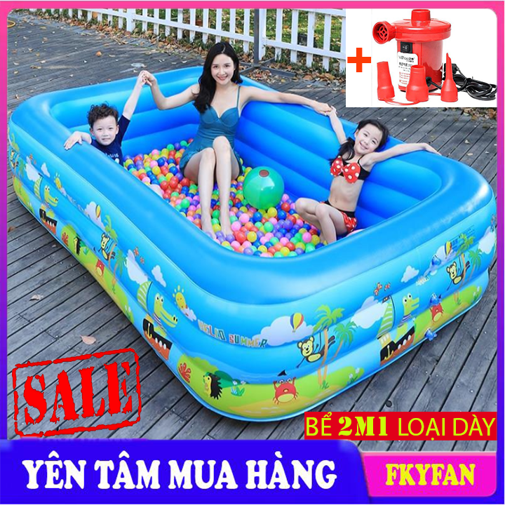 Bể bơi bơm hơi cho bé 2m1, bể bơi mini gia đình, Bể bơi phao Cỡ lớn cho bé và gia đình loại dày. Bảo hành 12 tháng.