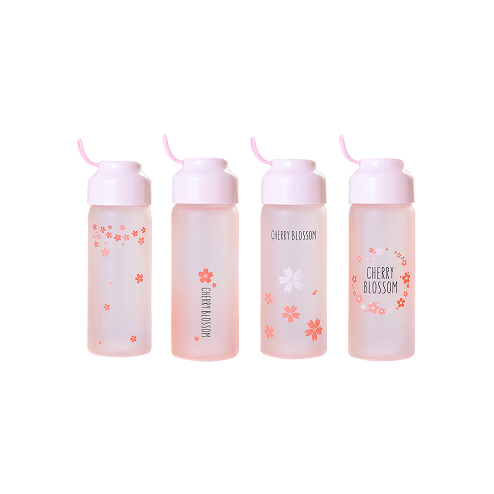 Bình Thủy Tinh Ohmnix Bình Nước Thủy Tinh Nắp Vặn Họa Tiết Hoa Anh Đào Phong Cách Nhật Bản 350ml