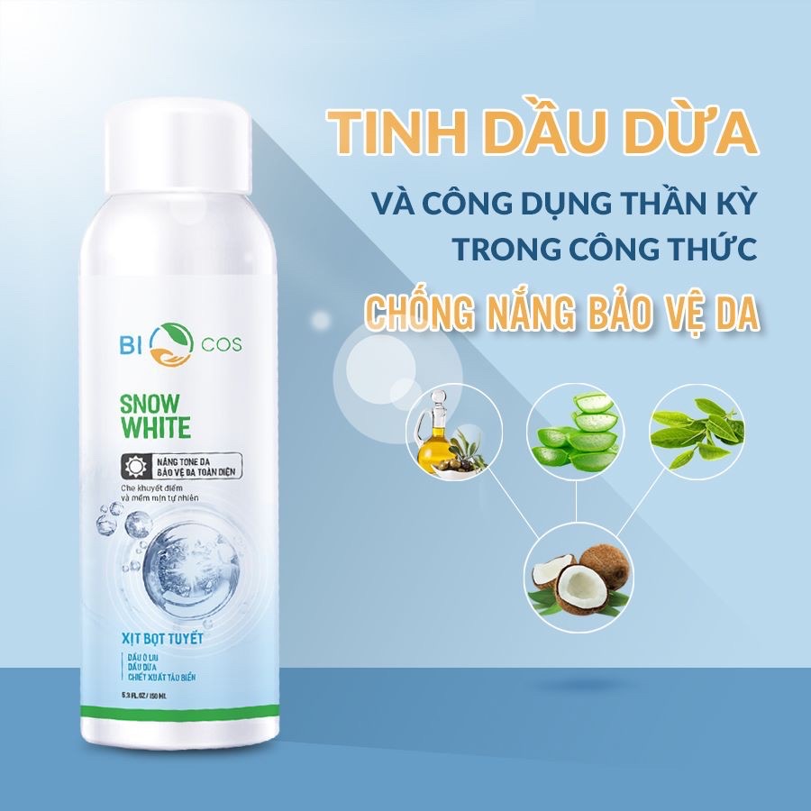 Xịt Chống Nắng Dưỡng Trắng Da Và Bảo Vệ Hoàn Hảo Body Snow White BIOCOSMETICS SPF50+/PA+++ 150ML