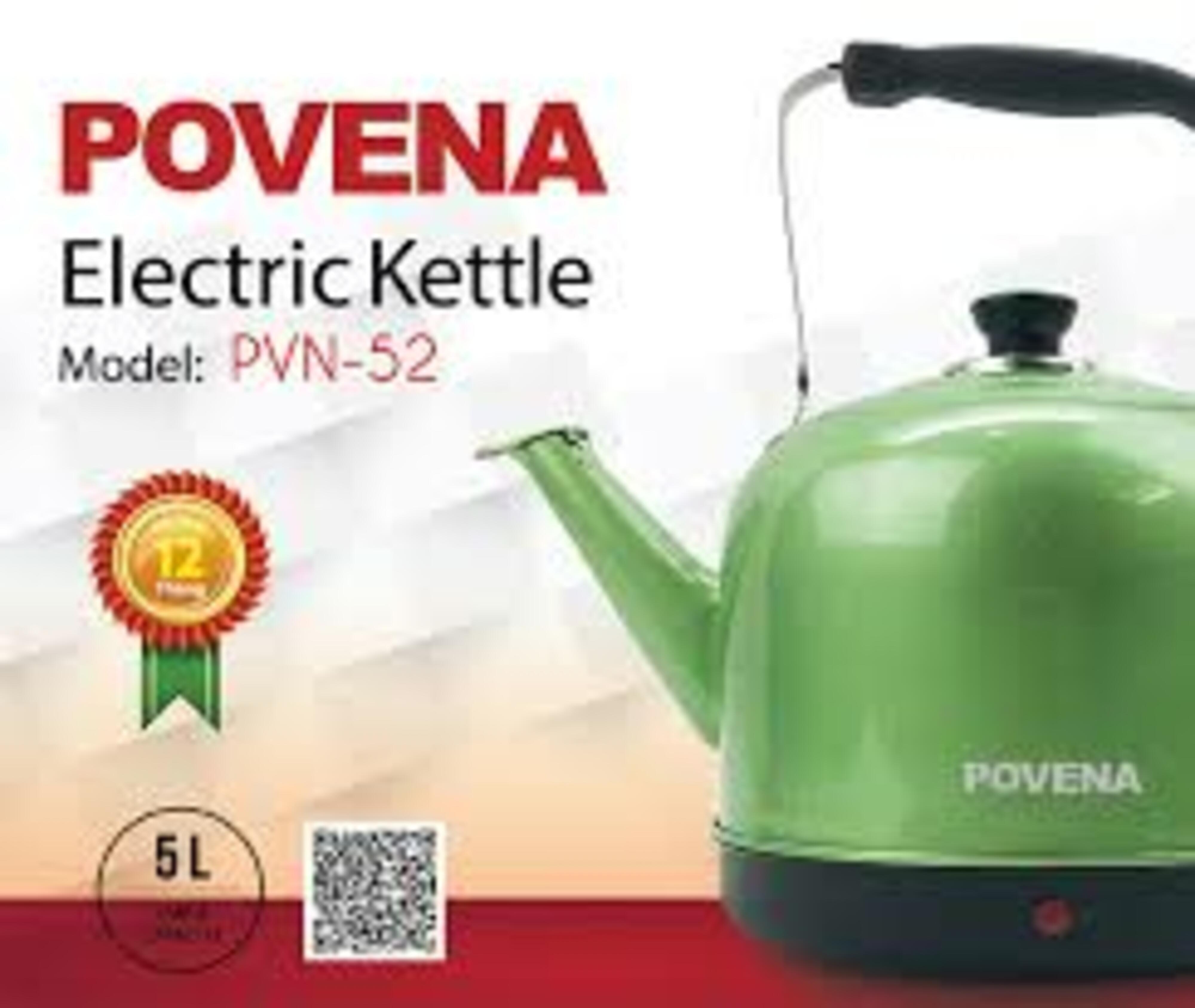 Ấm đun povena 5l 1500w đế liền màu xanh pvn-52