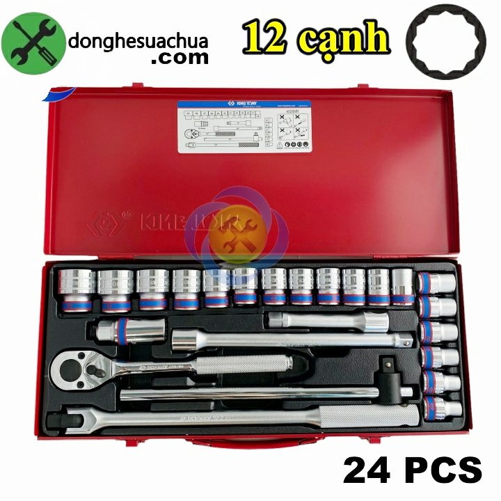 Bộ tuýp kingtony 4026mr 10-32mm 12 cạnh gồm 24 chi tiết loại 1/2