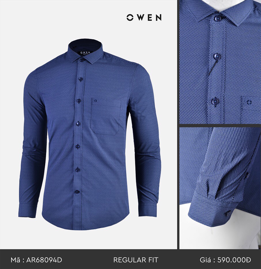 Áo sơ mi dài tay owen ar68094d - áo sơ mi nam chấm bi