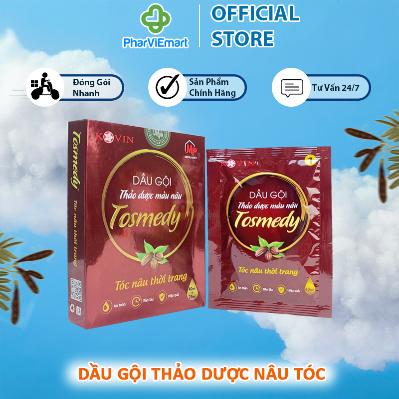 Combo gội xả thảo dược nhuộm tóc nâu tosmedy giúp tóc chắc khỏe bóng mượt
