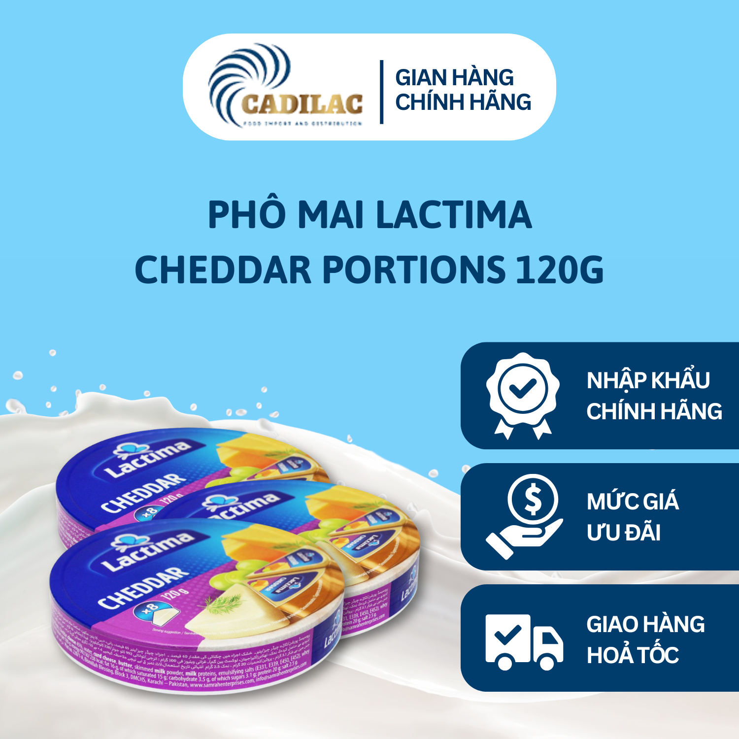 Phô Mai Lactima Cheddar Portions 120g