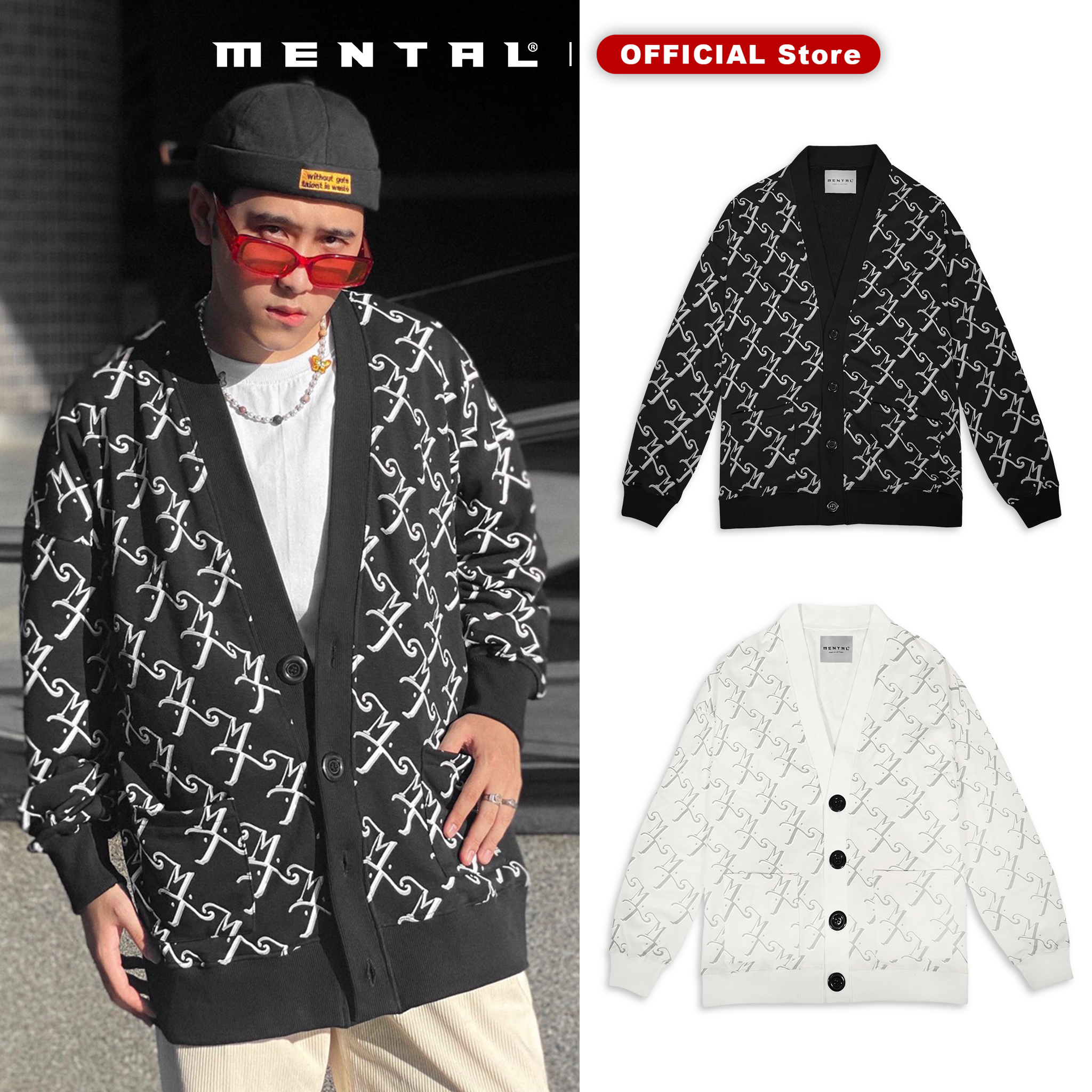 Áo cardigan mental® hoạ tiết monogram in nổi