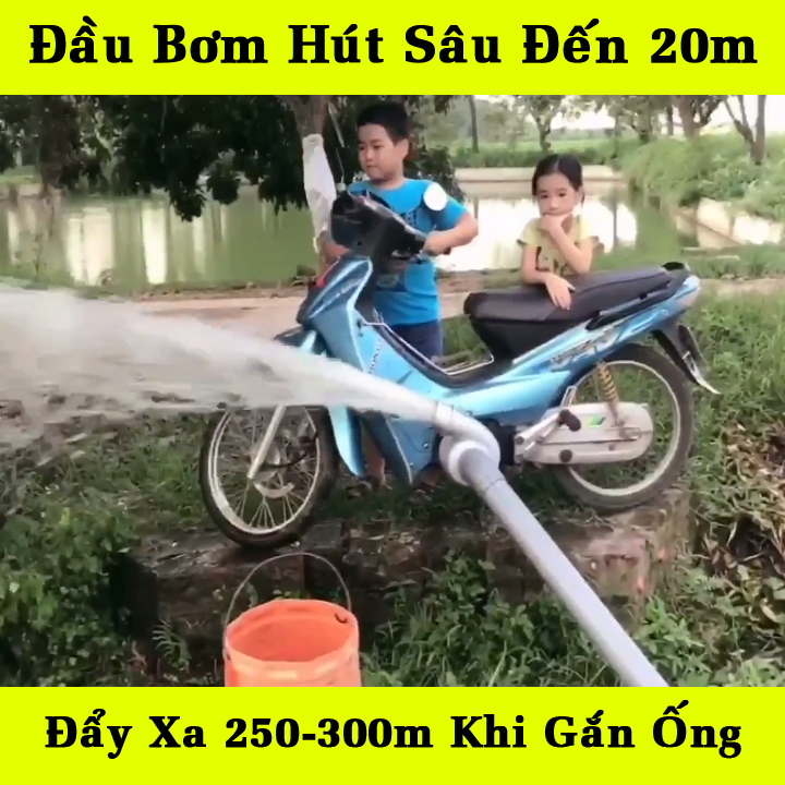 Bơm nước gắn xe máy đầu ra vào ống 76