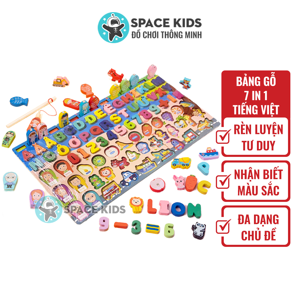Đồ chơi gỗ câu cá bảng chữ cái TIẾNG VIỆT thông minh 7 in 1 cho bé trai bé gái chất liệu gỗ đa dạng màu sắc