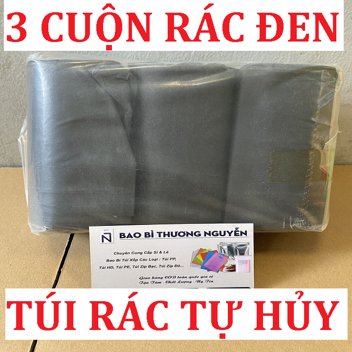 Túi rác đen sinh học tự hủy bảo vệ môi trường, bao bì túi thương nguyễn