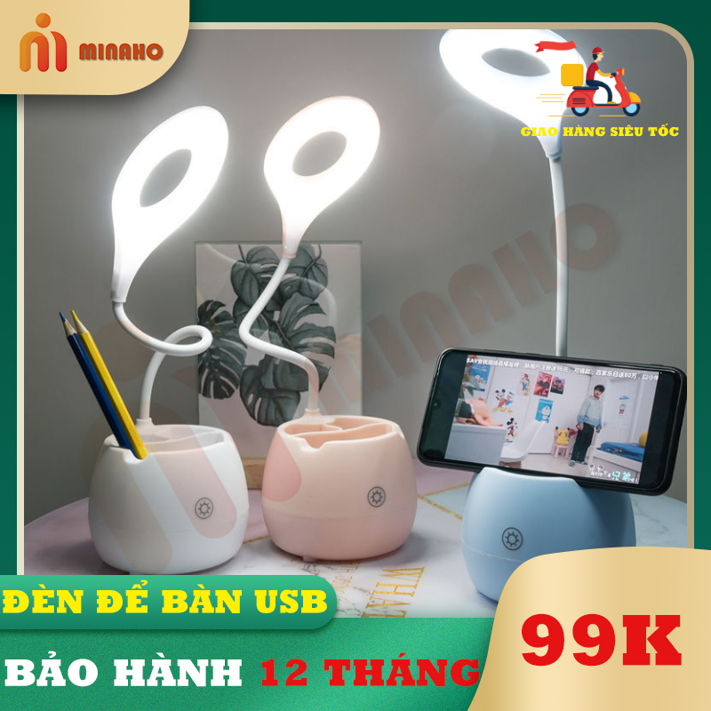 [Qùa tặng 29k] Đèn led học để bàn chống cận, cảm ứng, tích điện Minaho - Tặng kèm dây sạc USB 29k - Đèn led kiêm giá đựng bút, giá đỡ điện thoại