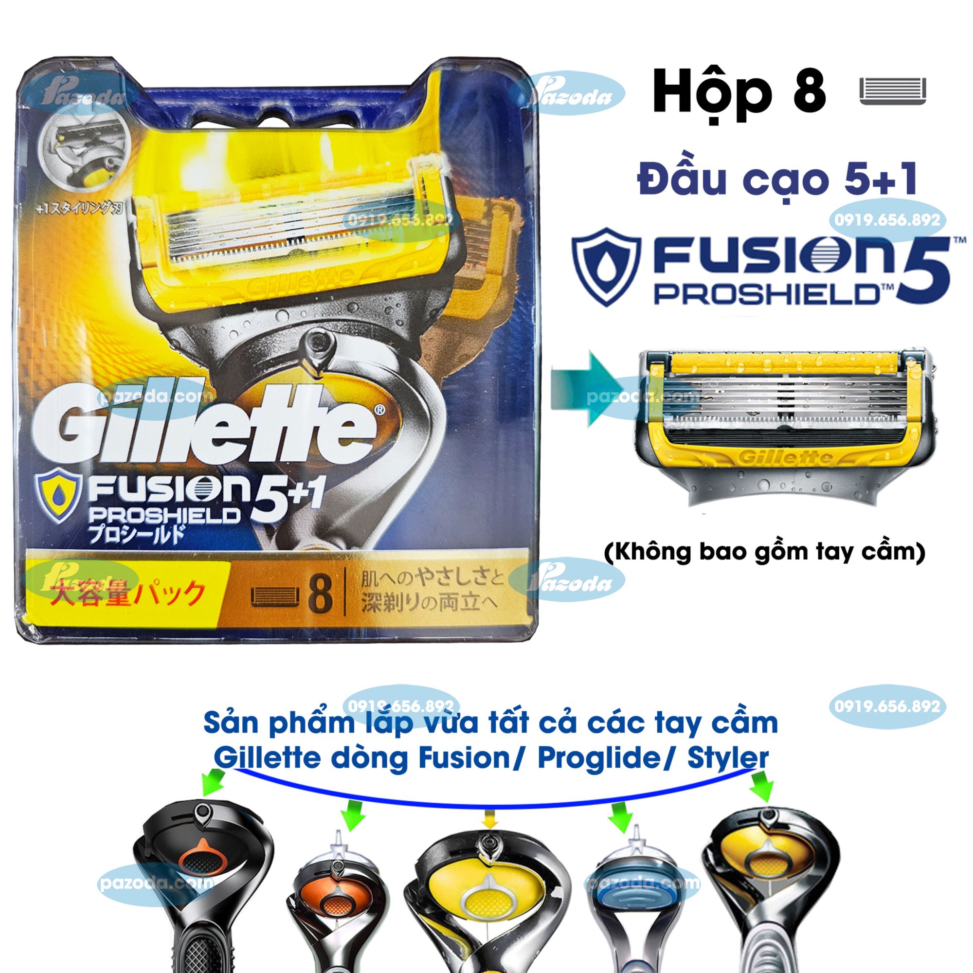 Hộp 8 lưỡi dao cạo râu Gillette Proshield5 (đầu cạo 5+1)