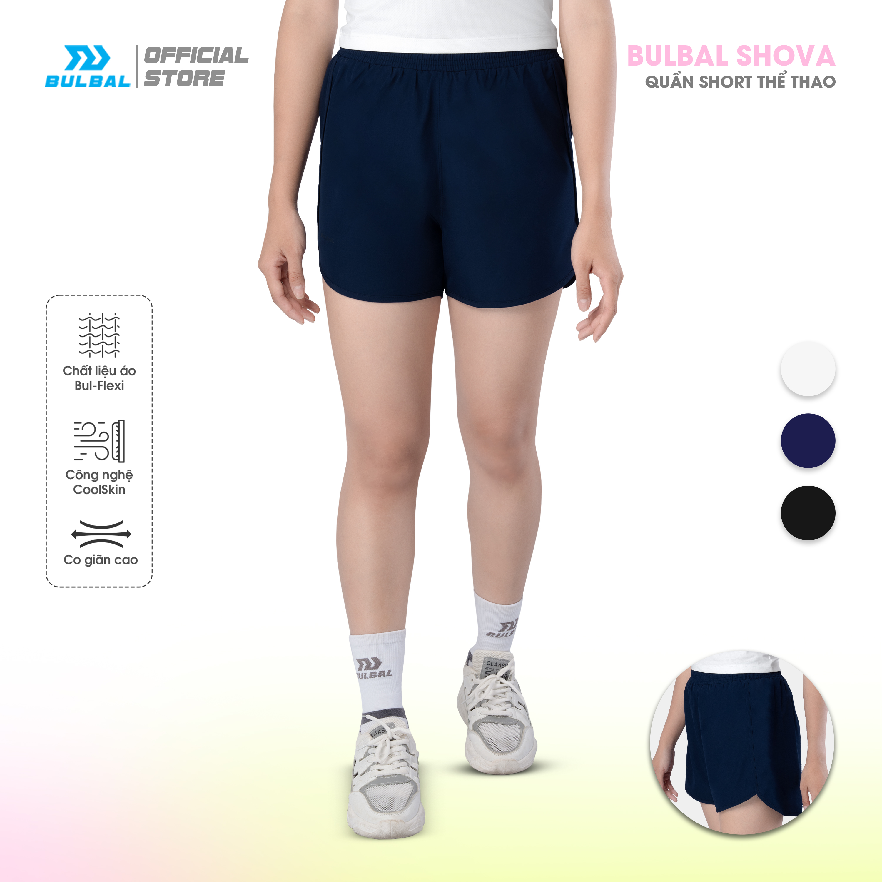 Quần Short 2 Lớp Thể Thao Nữ Bulbal Shova - Tập Pickleball, Cầu Lông, Tennis, Gym, Chạy Bộ - Vải Co Giãn Tốt, Thoáng Mát, Có Độ Bền Cao