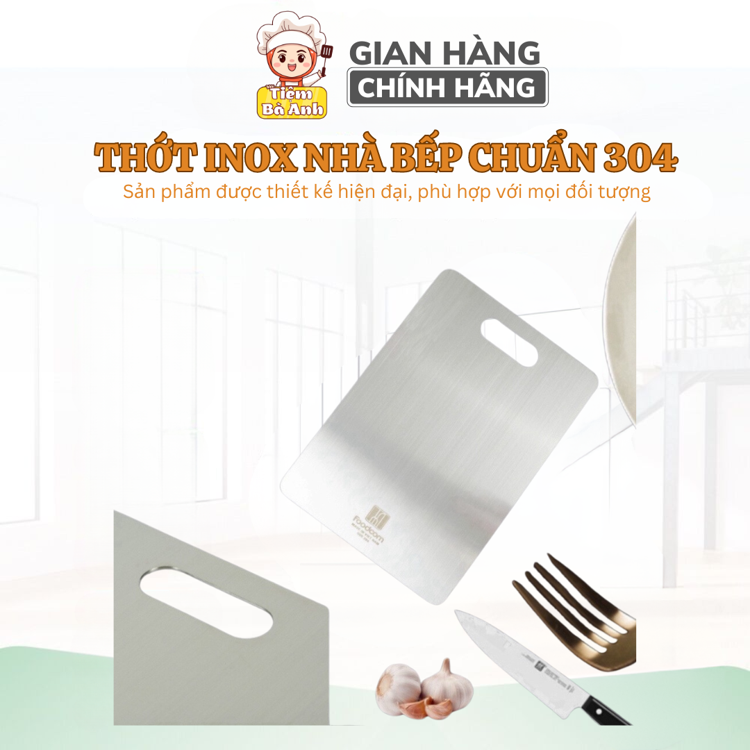 Thớt inox nhà bếp chuẩn 304 chống gỉ set, kháng khuẩn, khử mùi, tiện dụng cho căn bếp nhà bạn