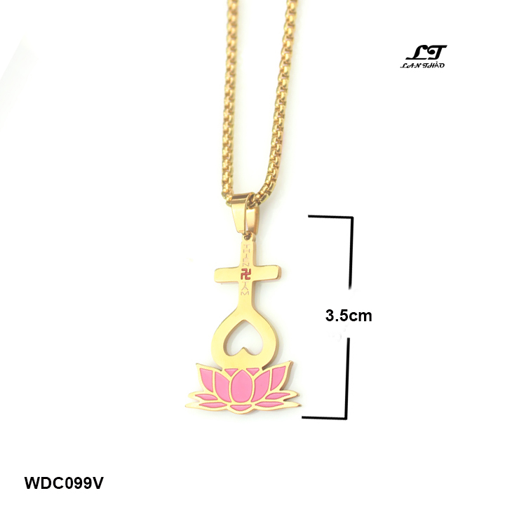 Dây chuyền Thiên Tâm đế sen hồng may mắn WDC099V