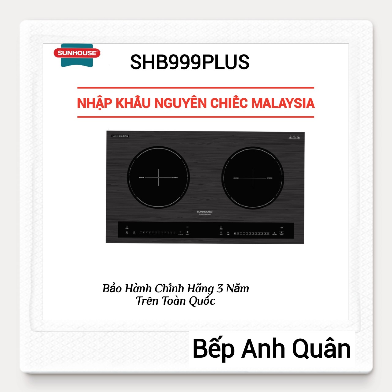 Bếp từ đôi nhập khẩu malaysia sunhouse shb999plus
