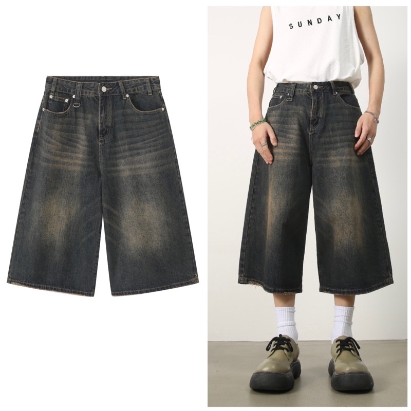 ☈ Quần baggy jeans short màu dirtwash cạp cao oversize jort lowrise dáng wide fit Brokeboiz