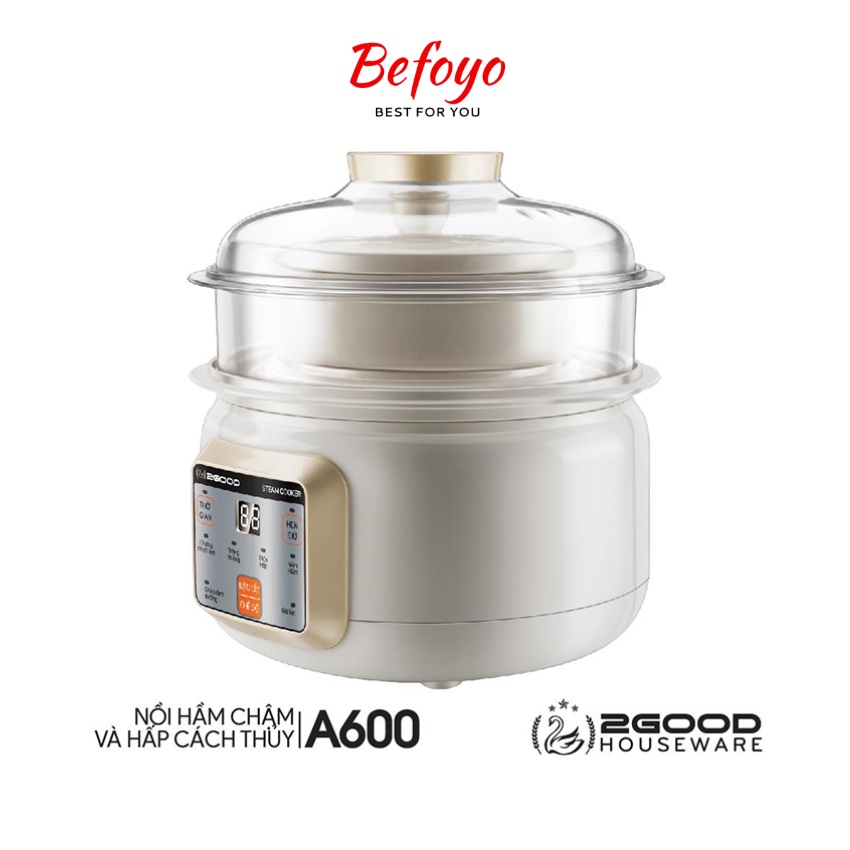 Nồi hầm cháo cách thủy nấu chậm 2 tầng 2good a600 - hàng chính hãng - befoyo