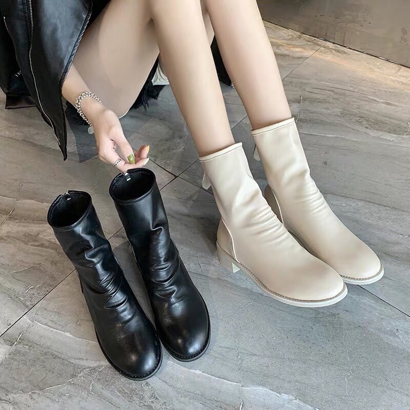 Bốt nữ boot nhăn cổ lửng sang chảnh FE S-INTL