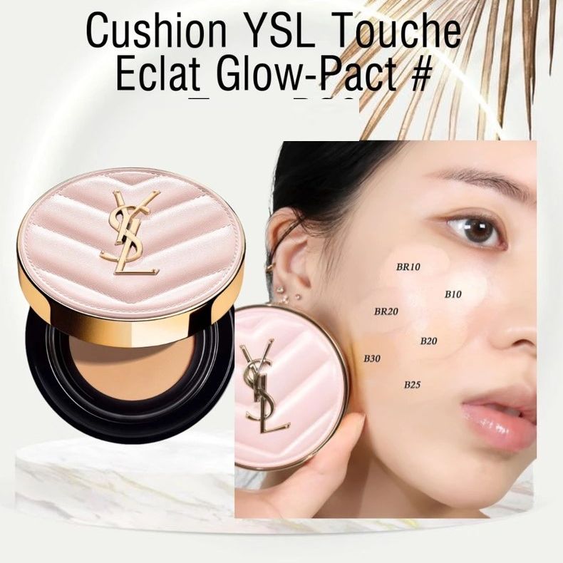 Phấn nước ysl touche éclat glow-pact cushion hộp 12gr của pháp cushion ysl vỏ da hồng limited new 2022
