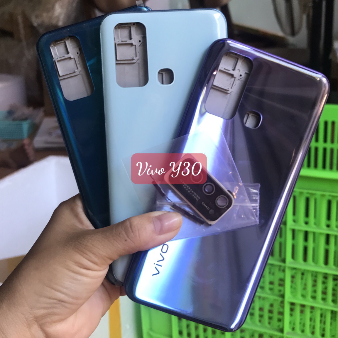 Bộ vỏ thay thế Vivo Y30 / Y30i / Y50 dùng chung (bộ gồm lưng sườn phím kính camera)