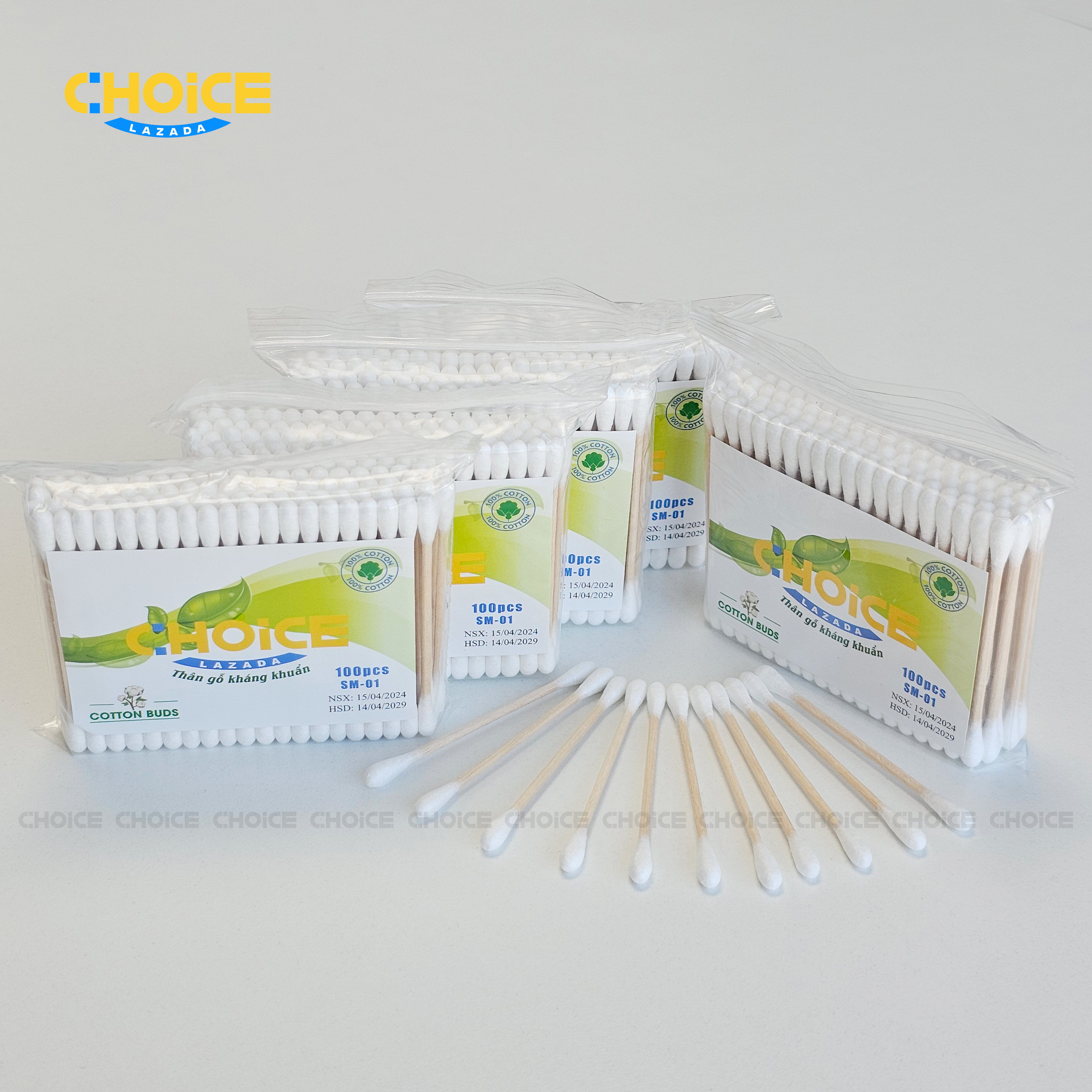 3 gói tăm bông thân gỗ