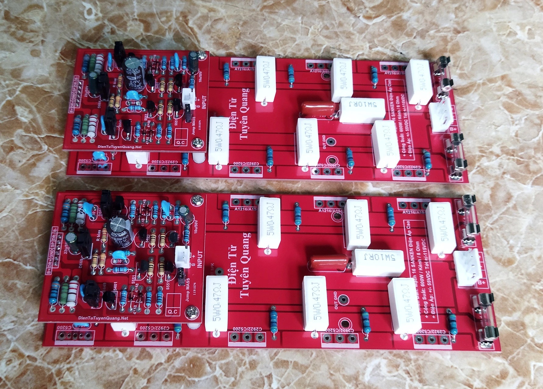 Mạch công suất 16 sò sanken phíp sợi thủy tinh 2 lớp điện áp cao
