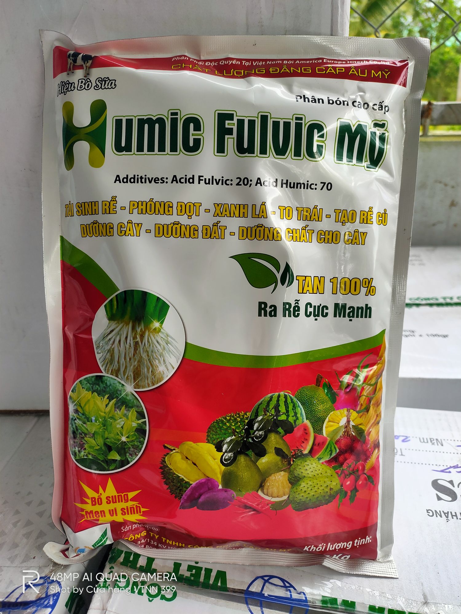 HUMIC Fulvic Mỹ NEW Bổ sung men vi sinh Tái sinh rễ phóng đọt- dưỡng đất-dưỡng chất cho cây-giải mặn ( gói 1kg)