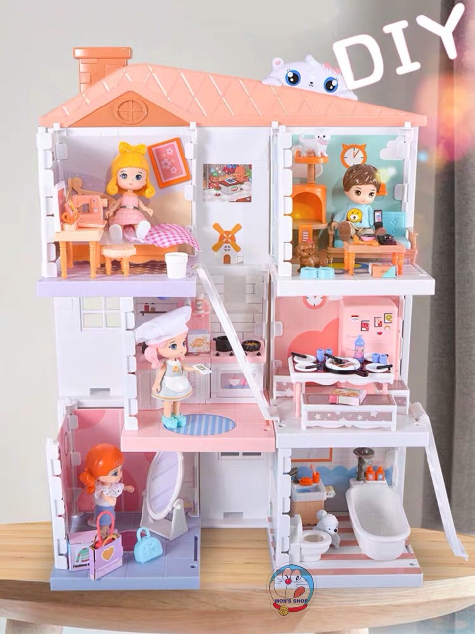 Đồ chơi lắp ráp ngôi nhà búp bê thông minh Little World DIY tăng cường khả năng sáng tạo cho trẻ