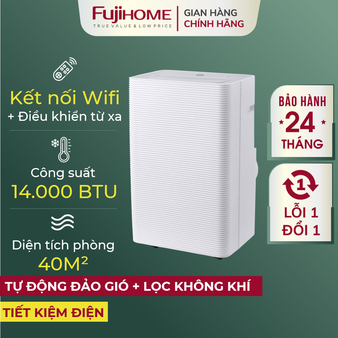 Điều hoà di động 14.000BTU FUJIHOME dùng cho phòng 35m2, máy lạnh đứng di động mini có điều khiển từ