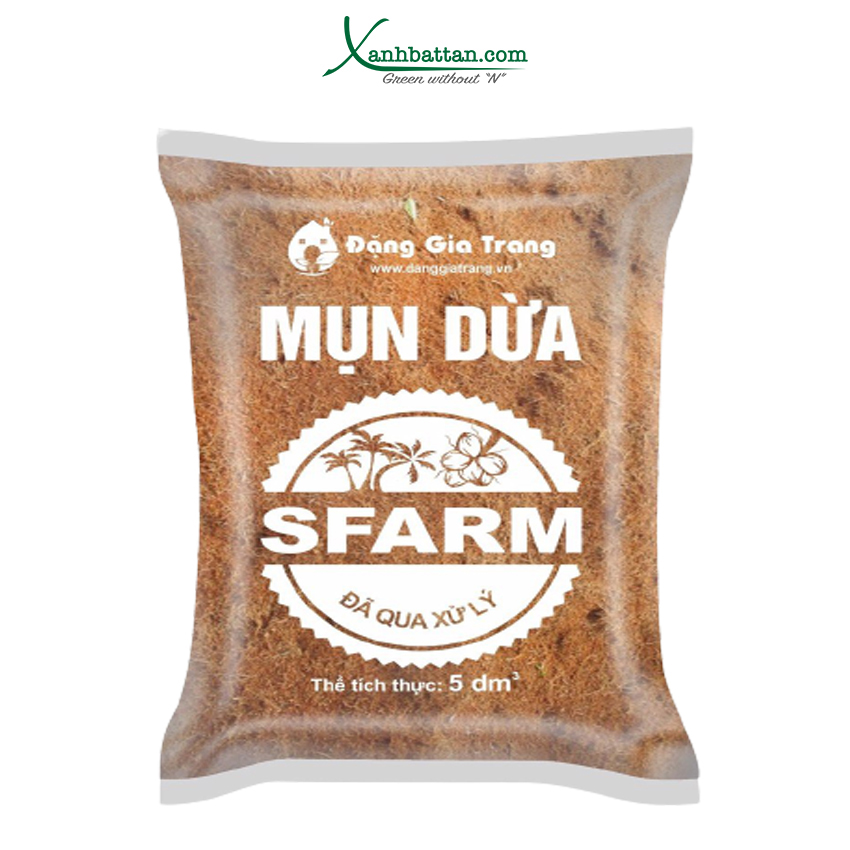 Mùn Dừa Đã Qua Xử Lý Sfarm Giá Thể Trồng Cây, Giá Thể Trồng Rau, Ươm Hạt Giống Túi 5 dm3