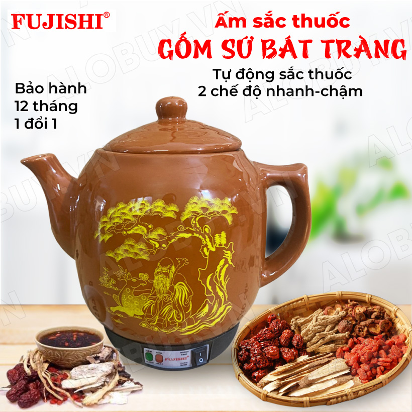 Ấm sắc thuốc điện fujishi 3.2 lít hk-066 gốm sứ bát tràng - - siêu thuốc điện nấu tự động ngắt