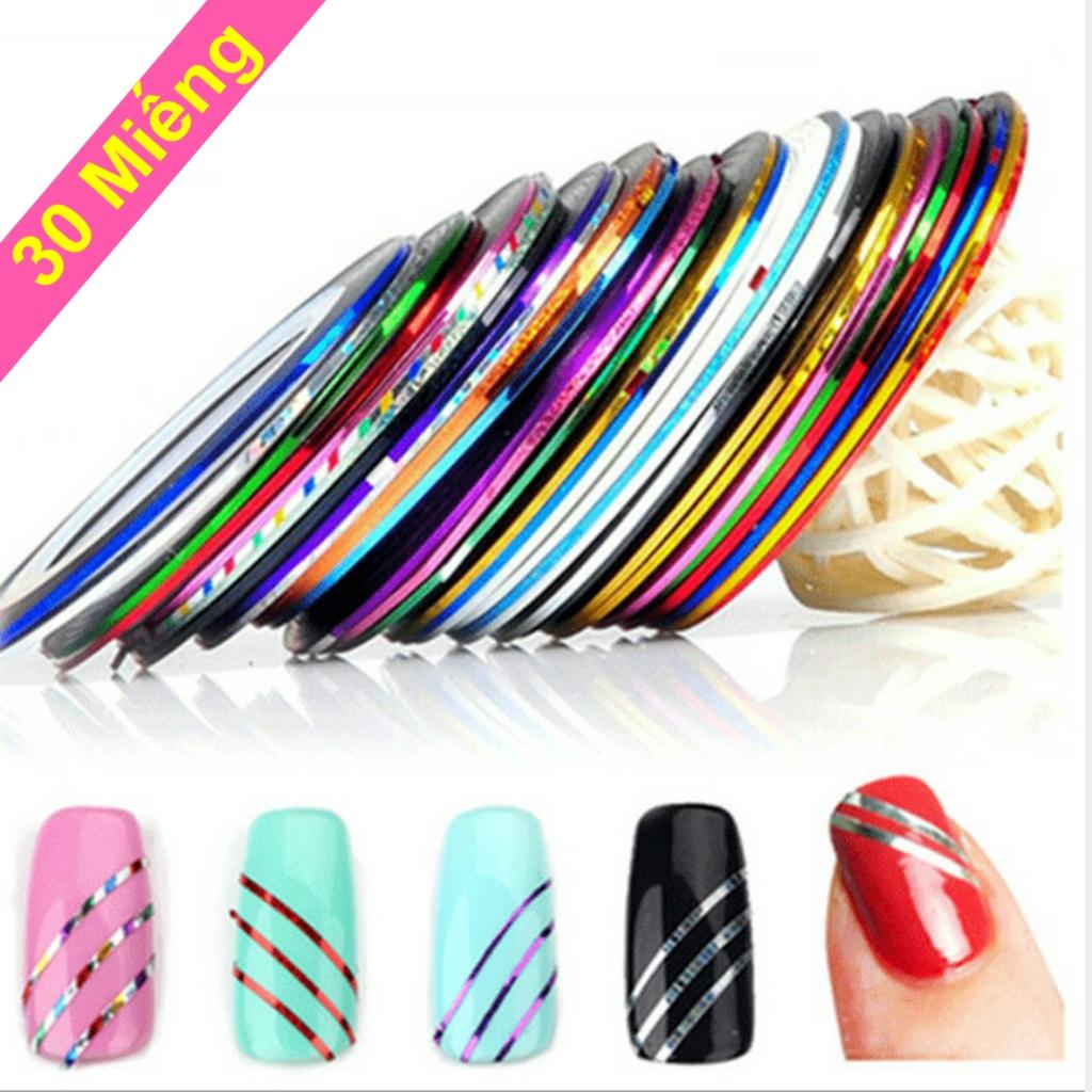 Set 30 dây kim tuyến trang trí móng cuộn 1mm