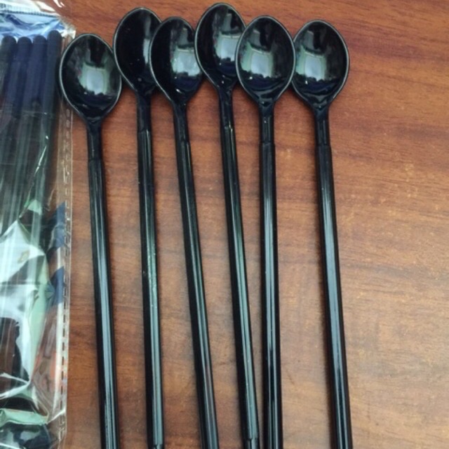 Combo 10 thìa nhựa phíp sinh tố màu đen